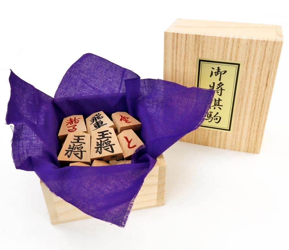 Amazon | 山形県天童製の木製将棋駒 斧折 上彫駒 裏朱字 将碁屋椿油